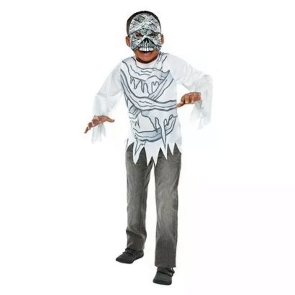Boys Child Mummy Halloween Costume Shirt Mask L - Picture 1 of 5